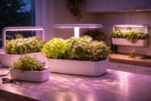 Best grow lights for hydroponics illuminating indoor lettuce and herb garden with full spectrum LED
