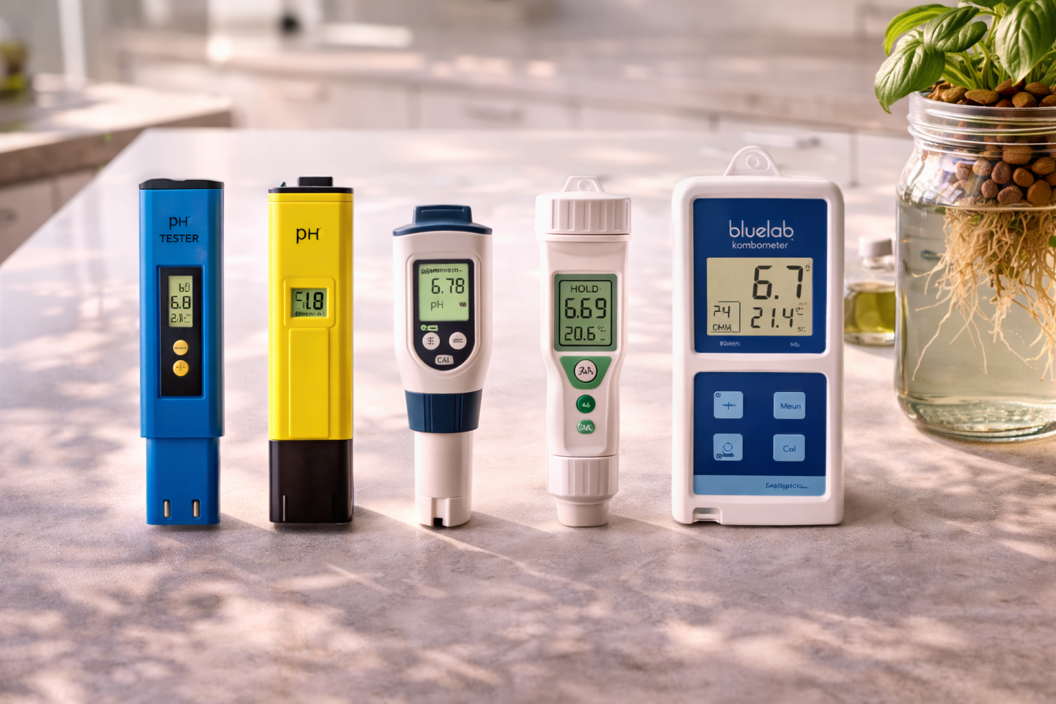 Best pH meter for hydroponics comparison showing budget pH pens and premium digital meters